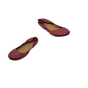 Lucky Brand Womens Emmie Ballet Flat Red Leather‎ 10 Balletcore Casual Comfort